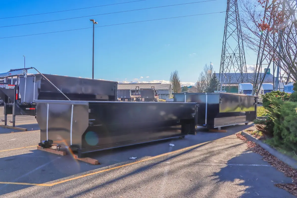 Roll-off dumpster ready for waste disposal at job site for Yard Waste Dumpster Rental in James Island
